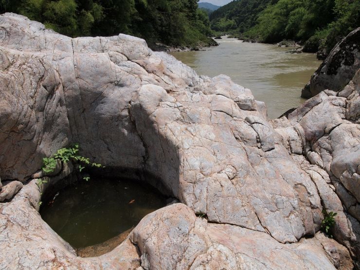 立岩の下の甌穴